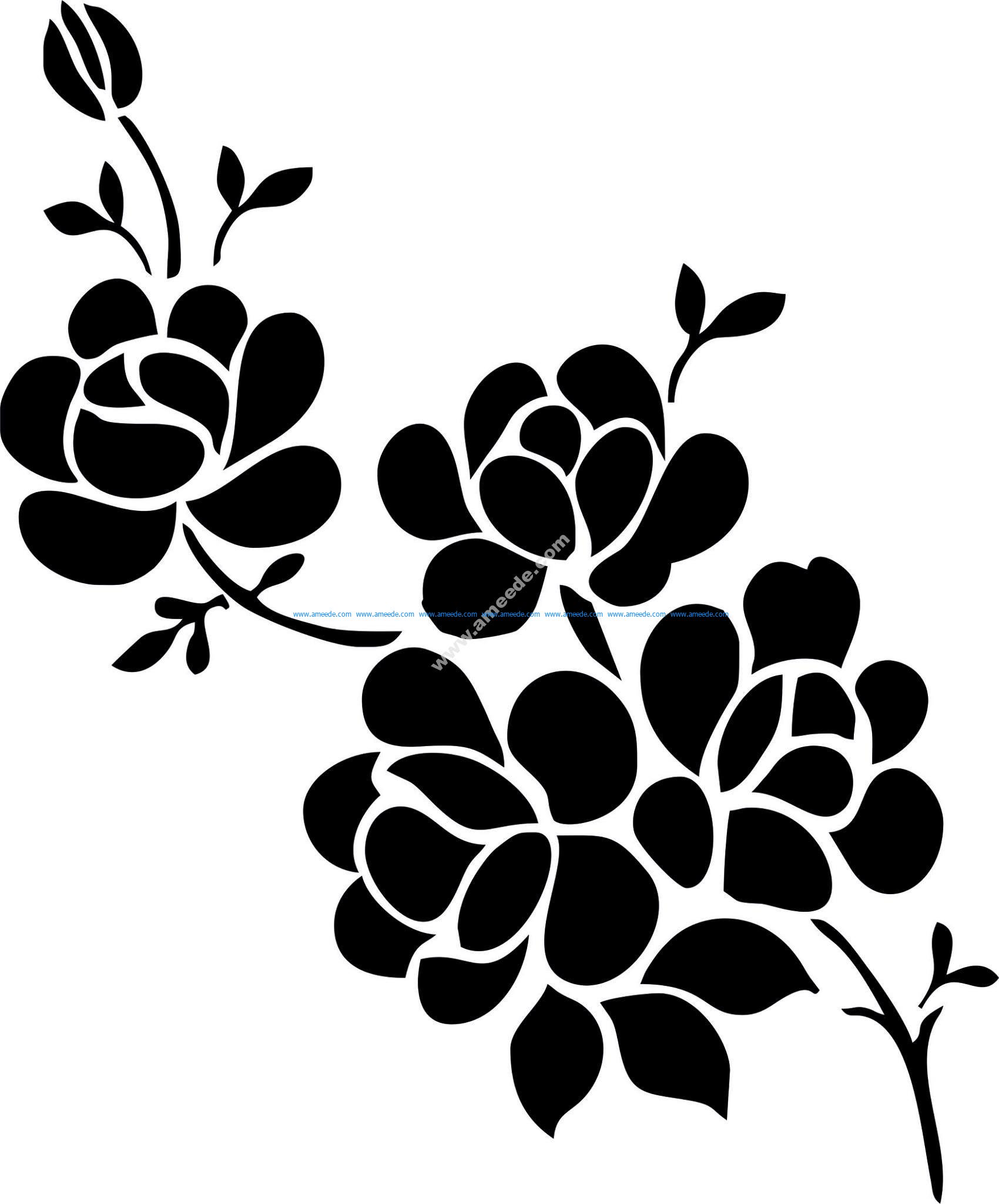 Download Elegant Black And White Flower Vector Art jpg - Download ...