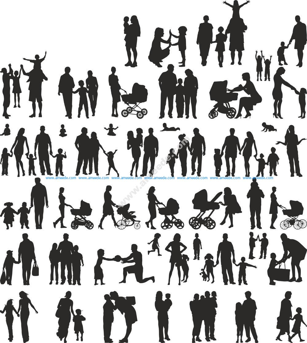 Family Silhouette Vector Set - Download Vector
