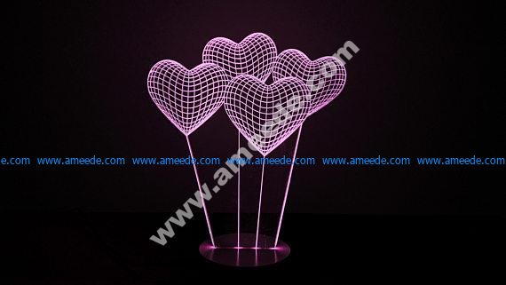 Download Heart 3D illusion Lamp - Download Free Vector