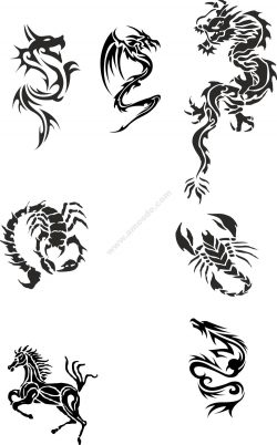 Tribal Dragon Tattoo Designs Vector Pack