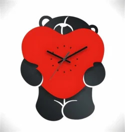 Bear with Heart Clock – Free download vector file Laser cut and CNC Cut Wood