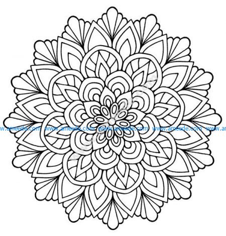 Mandala facile fleur avec feuilles – Free Download Vector Files