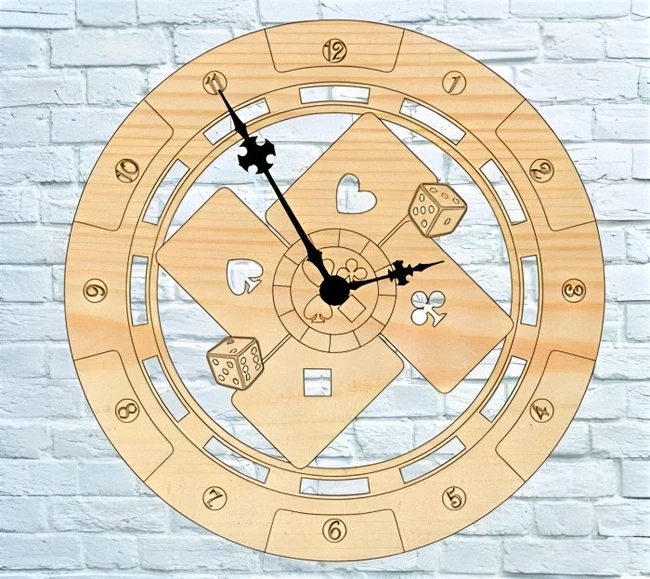 Poker Wall Clock - Free download vector file Laser cut and CNC Cut Wood