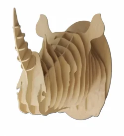 Rhinoceros Head 3D Puzzle – Free download vector file Laser cut and CNC Cut Wood