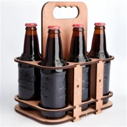 6 Pack Disposable Rectangular Wooden Wine & Beer