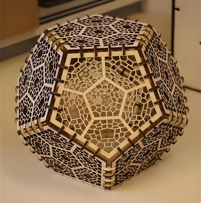 Dodecahedron Shadow Lamp free download vector files Laser cut and CNC cut wood