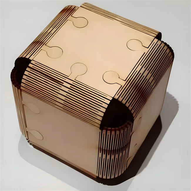 Plywood Folding Cube with Living Hinge Free download vector file Laser cut and CNC Cut Wood