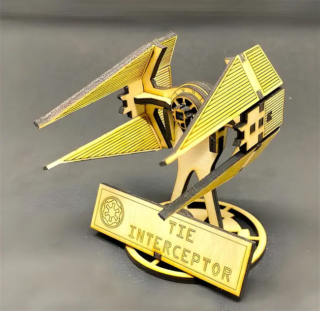 TIE Interceptor Model free download vector files Laser cut and CNC cut wood