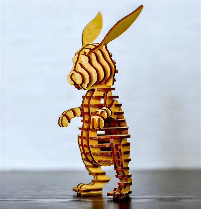 Wooden Rabbit 3D Puzzle Free download vector files Laser cut and CNC Cut Wood