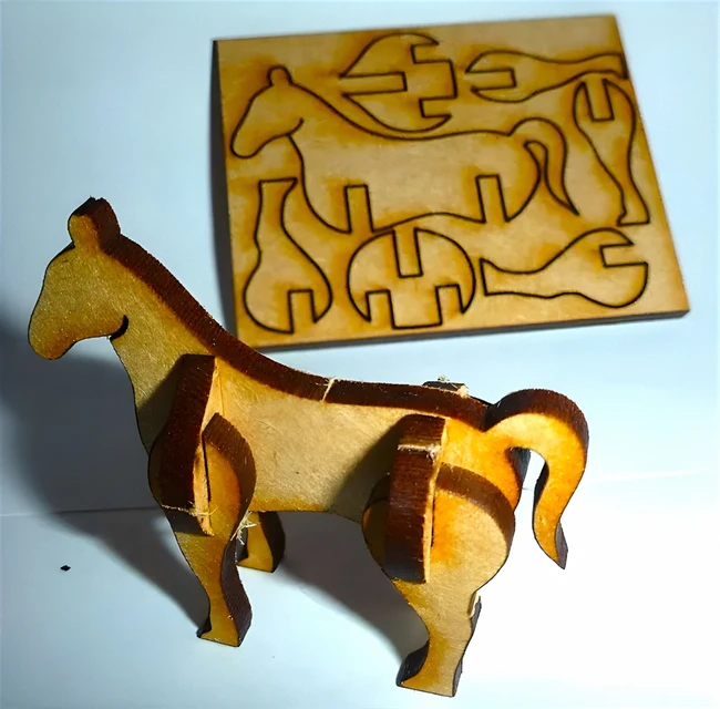 Wooden horse model 3D Puzzle Free download vector file Laser cut and CNC Cut Wood