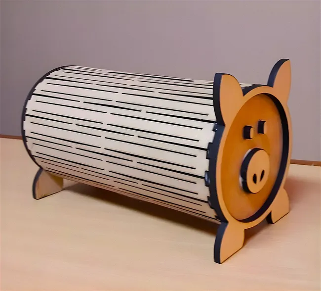 Wooden pig shaped savings box free download vector files Laser cut and CNC cut wood