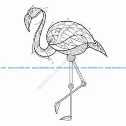 Flamingo vector bird with oriental ornament elements Turkish cucumber