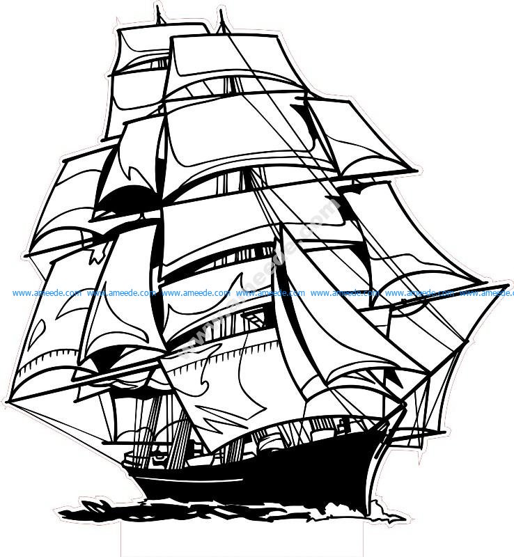 Download Sailing Ship LED 3D Lamp Vector - Download Free Vector