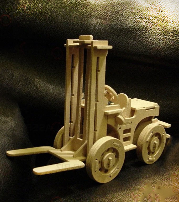 Laser Cut Forklift Truck 3D Wooden Puzzle Free Vector