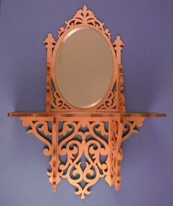 Mirror rack on oval wall