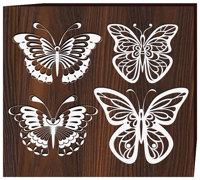 Set Black White Butterflies of a Tattoo F0002368 file cdr and dxf free vector download for print or laser engraving machines