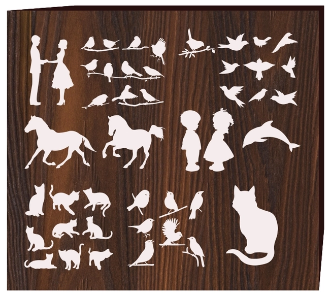 Various Silhouettes Set F0002314 file cdr and dxf pdf free vector download for laser cut