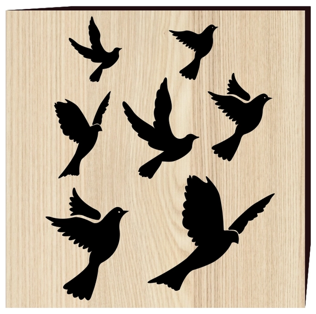 Flock of pigeons E0002606 file cdr and dxf free vector download for print or laser engraving machines