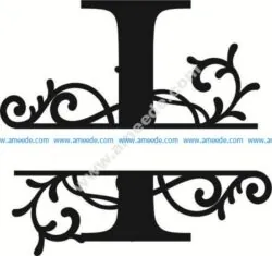 Flourished Split Monogram I Letter