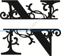 Flourished Split Monogram N Letter