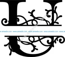 Flourished Split Monogram U Letter