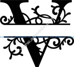 Flourished Split Monogram V Letter