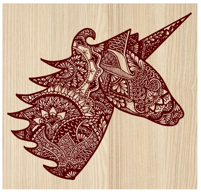 Hand drawn zentangle unicorn F0002500 file cdr and dxf free vector download for print or laser engraving machines