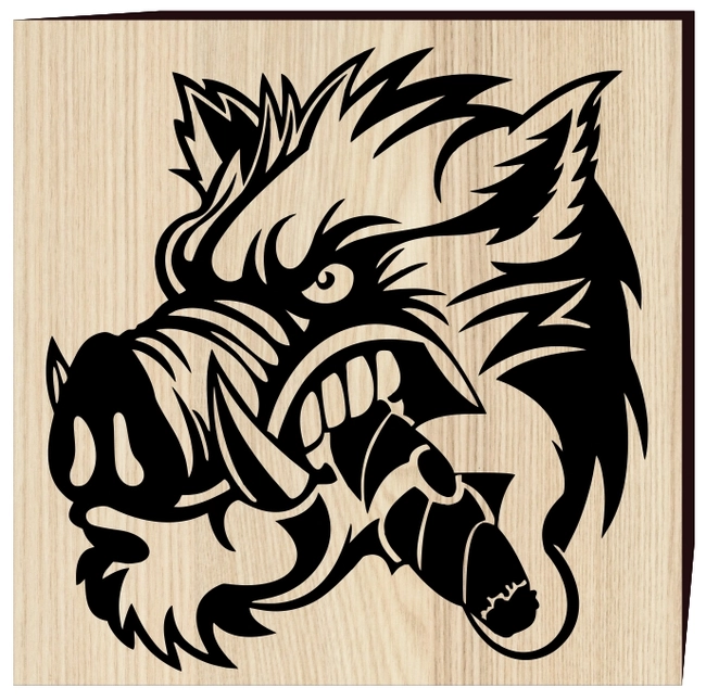 Head of wild boar smoking cigars E0002563 file cdr and dxf free vector download for print or laser engraving machines