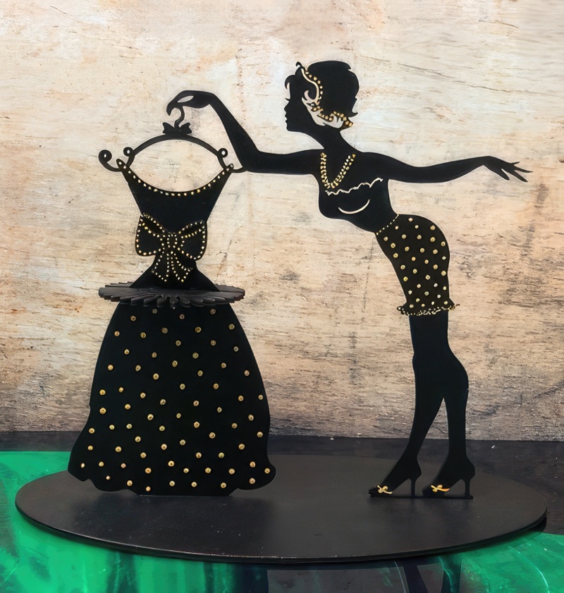 Laser Cut Napkin Holder Lady with Dress