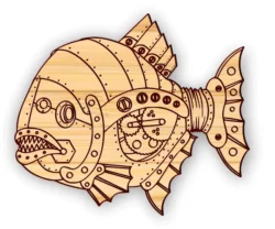 Steampunk fish F0002694 file cdr and dxf free vector download for print or laser engraving machines