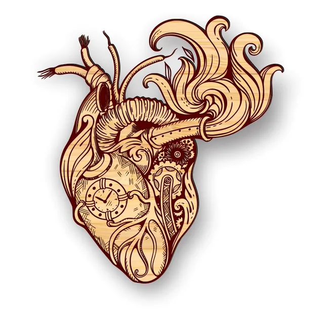 Steampunk style cog realistic heart