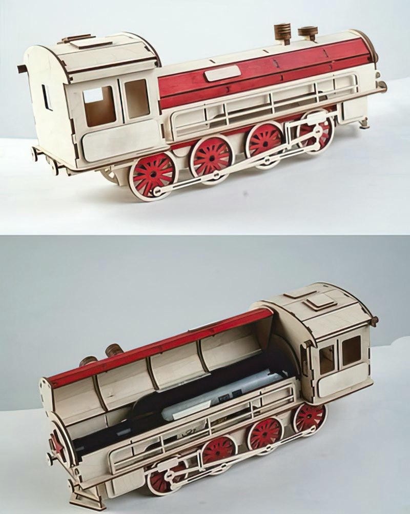 Wine Box Locomotive Train - Free download vector file Laser cut and CNC cut, 3axis CNC, Cut Wood