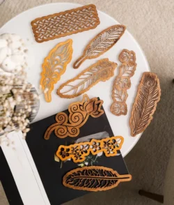 Laser Cut Wooden Bookmarks Feathers