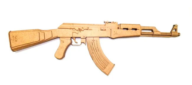 AK-47 Rifle 3D Puzzle - Free download vector file Laser cut and CNC Cut Wood