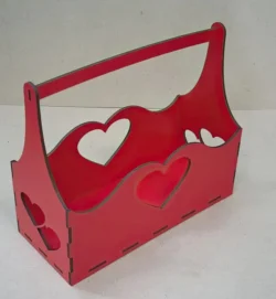 Laser Cut Basket with Handle Heart