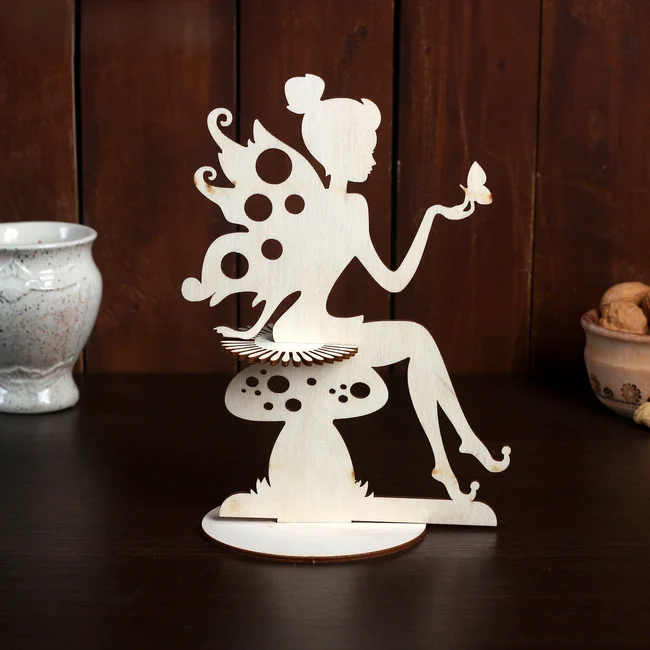 Laser Cut Sitting Girl Stand Home Decor