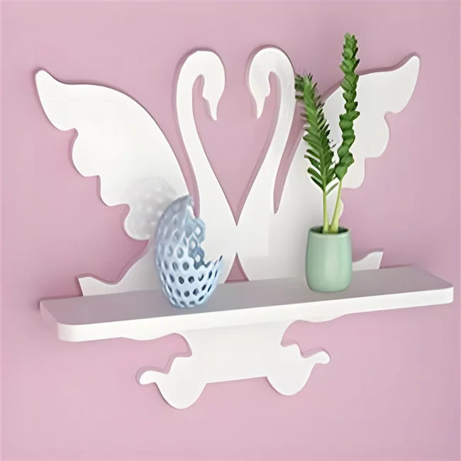 Laser Cut Swan Wall-Mounted Shelf