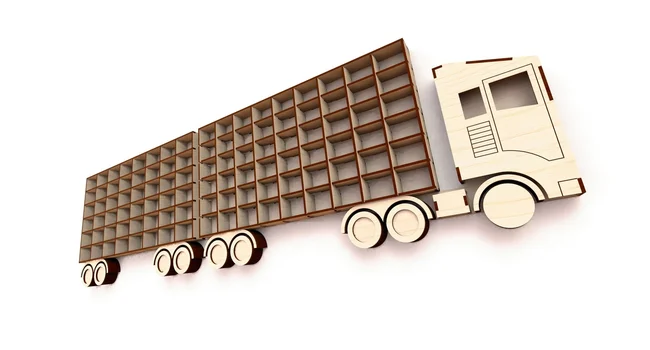 Laser Cut Truck With Trailer Wall Shelf