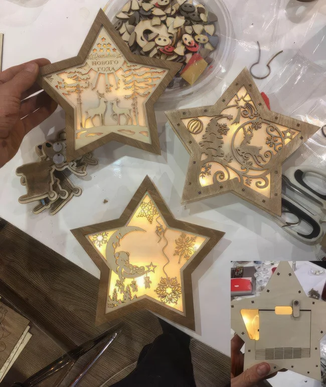 Star lamp design - Free download vector file Laser cut and CNC Cut Wood