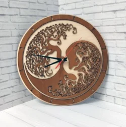 Laser Cut Wall Clock Tree