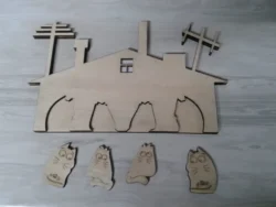 Wall Key Holder 4 Cats Laser Cut