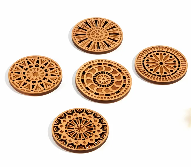 Alder Wood Coaster Set E0003153 free download vector files Laser cut and CNC cut wood