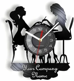 Clock shape two girls – Free download vector file Laser cut and CNC Cut Wood