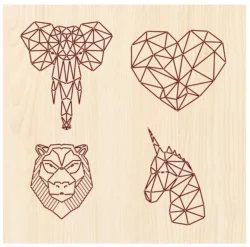 Head of elephant, lion, heart, horse file cdr and dxf free vector download for print or laser engraving machines