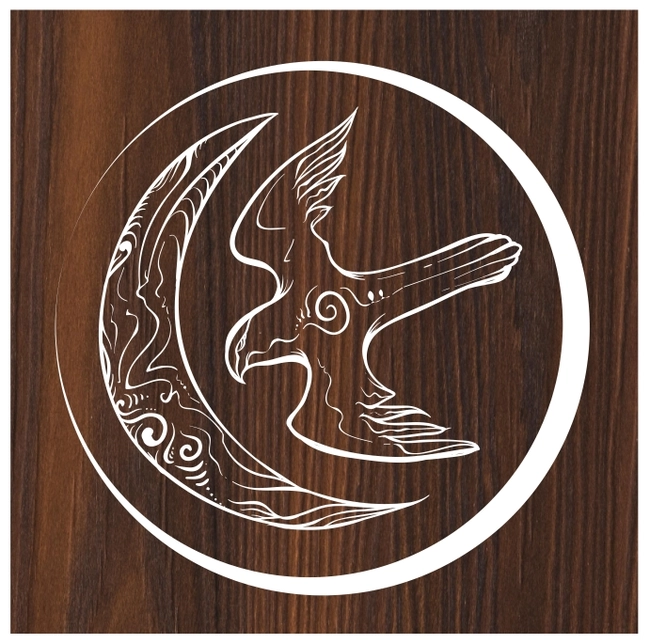 Moon icon and swallow bird E0003553 file cdr and dxf free vector download for print or laser engraving machines