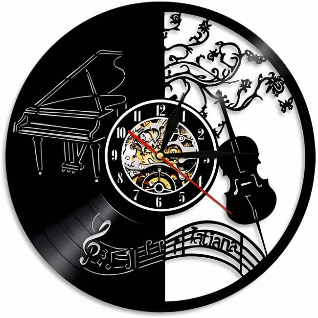 Piano Music Vinyl Clock Record Wall Clock