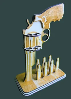 Taper gun stand revolver E0003143 free download vector files Laser cut and CNC cut wood