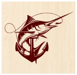 The anchor is anchored to the swordfish E0003433 file cdr and dxf free vector download for print or laser engraving machines