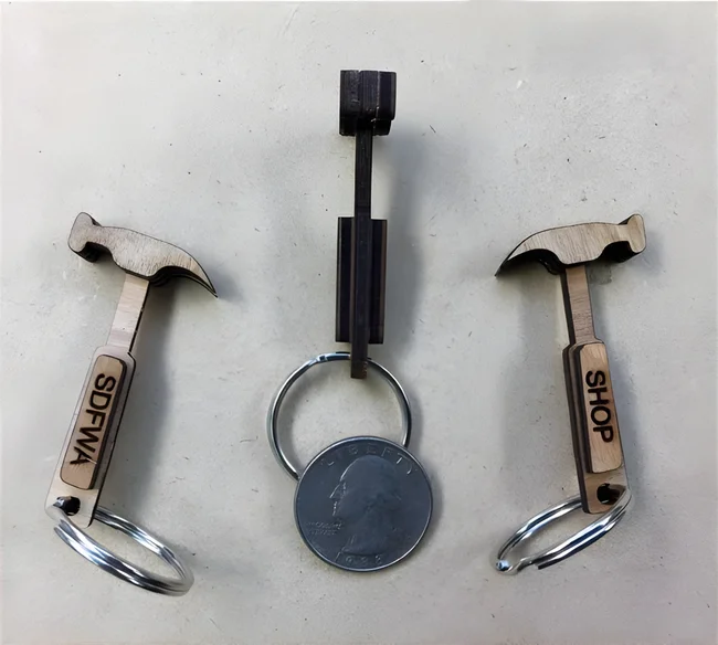 Vector Laser Cut Hammer Keychain