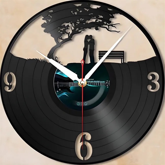 Wall clock from a vinyl record - Lovers under a tree